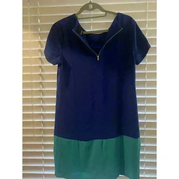 Cynthia Rowley Blue Teal Block Size 4 Women Career Short Sleeve Shift Dress - Picture 2 of 5